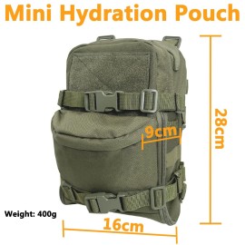 Tactical MOLLE Hydration Pack for 2L Hydration Water Bladder 500D Lightweight Nylon Hydration Pack for Hiking Running Biking and Climbing (Ranger Green)
