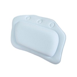 Bath Pillow Comfortable Bath Cushion with Suction Cup Waterproof Neck Support Bathing Accessories for Tub (Light blue)