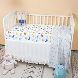 PHF 3 Pack Soft Dinosaur Crib Sheets Fitted, Comfy Breathable Baby Sheets for Boys Girls, 28x52 Inches Fits Standard Crib and Toddler Mattresses, Navy Dinosaur