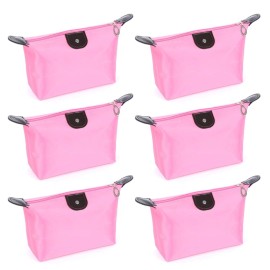 TOPTIE 6 Pack Dumpling Cosmetic Makeup Bag Water Toiletry Bag Handbag Purse Travel Storage Bag for Women-Light Pink