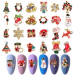 WOKOTO 24 Pcs Christmas Nail Charms for Nail Art 3D Christmas Charms for Nails Jewelrys Christmas Tree Bells Snowman Socks Nail Art Charms Nail Rhinestones and Charms for Christmas Nails Gems