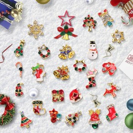 WOKOTO 24 Pcs Christmas Nail Charms for Nail Art 3D Christmas Charms for Nails Jewelrys Christmas Tree Bells Snowman Socks Nail Art Charms Nail Rhinestones and Charms for Christmas Nails Gems