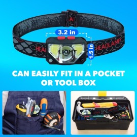 Skywin Hard Hat Light, Headlamp Rechargeable, Lightweight USB, XPG+COB 3 LED 200 Lumen Camping Helmet Light for Adults with Red Light IP44 Waterproof