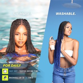 Sensationnel Ruwa prestretched braiding hair - 2x 60 inch water repellent kanekalon fast dry synthetic sports itch free (3 pack, 1B OFFBLACK)