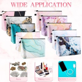 Dunzy 16 Pcs Makeup Bags Bulk Waterproof Cosmetic Bags Cna Week Graduation Gifts Roomy Zipper Pouch Travel Toiletry Portable Organizer Accessory Resistant Storage Purse for Women Men(Marble Style)