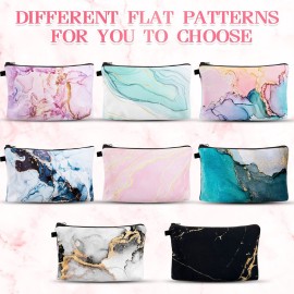 Dunzy 16 Pcs Makeup Bags Bulk Waterproof Cosmetic Bags Cna Week Graduation Gifts Roomy Zipper Pouch Travel Toiletry Portable Organizer Accessory Resistant Storage Purse for Women Men(Marble Style)