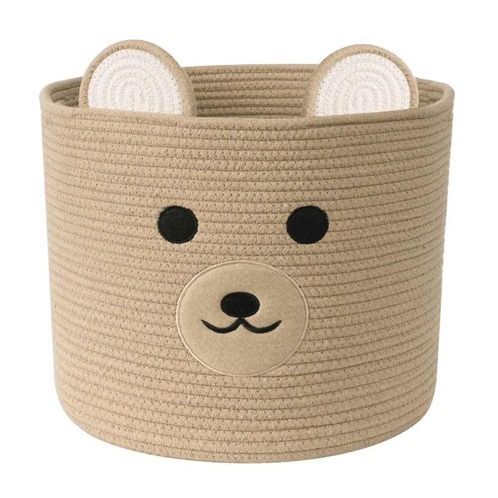 Bear Laundry Baskets Laundry Hamper Storage Baskets with Handles,Decorative Basket for Living room,Woven Storage Basket for Toys Bin Pillows Blankets Clothes (Khaki)