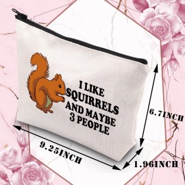 BDPWSS Squirrel Makeup Bag Squirrel Lover Gift Animal Lover Gift I Like Squirrels And Maybe 3 People Travel Pouch (I Like Squirrels)