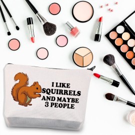 BDPWSS Squirrel Makeup Bag Squirrel Lover Gift Animal Lover Gift I Like Squirrels And Maybe 3 People Travel Pouch (I Like Squirrels)
