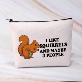 BDPWSS Squirrel Makeup Bag Squirrel Lover Gift Animal Lover Gift I Like Squirrels And Maybe 3 People Travel Pouch (I Like Squirrels)