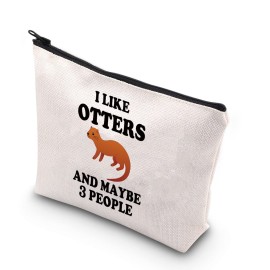 BDPWSS Otter Makeup Bag Funny Otter Lover Gift For Women Crazy Otter Lady Gift I Like Otters And Maybe 3 People Travel Pouch (I Like Otters)