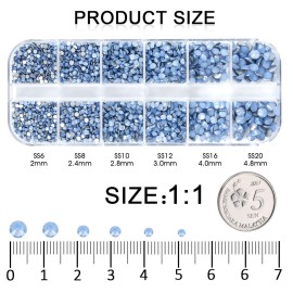 3792 Pcs Blue opal Crystal Flatback Rhinestones Set for Nail, Art, Crafts, Makeup, Tumblers Glitter Round with Tweezers and Picking Pen(SS6~SS20)