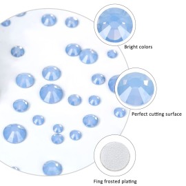 3792 Pcs Blue opal Crystal Flatback Rhinestones Set for Nail, Art, Crafts, Makeup, Tumblers Glitter Round with Tweezers and Picking Pen(SS6~SS20)