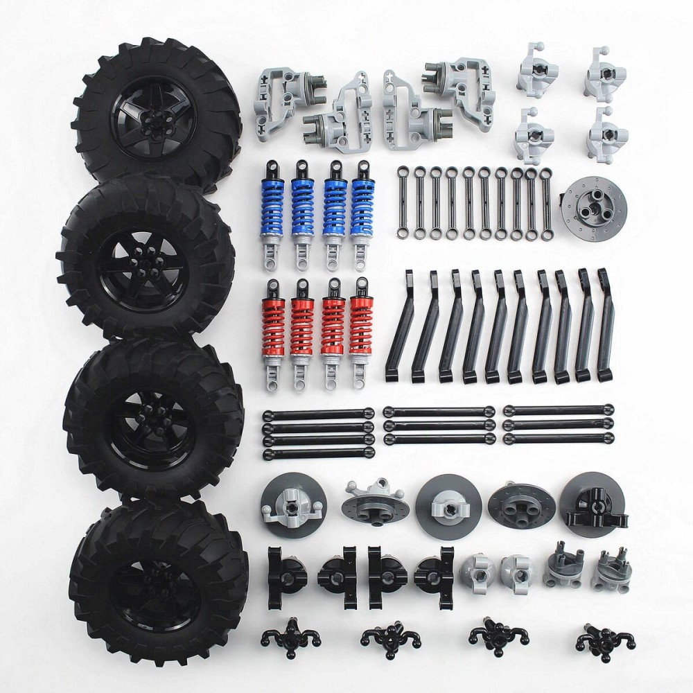 TTLYHEK Technical Parts Vehicles Suspension Accessories with Tire 107x44 Technical Parts Set Compatible with All Major Brands, MOC Parts Building Toy DIY Replacement Spare Kit (68pcs)