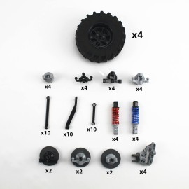 TTLYHEK Technical Parts Vehicles Suspension Accessories with Tire 107x44 Technical Parts Set Compatible with All Major Brands, MOC Parts Building Toy DIY Replacement Spare Kit (68pcs)