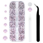 3792 Pcs Pink opal Crystal Flatback Rhinestones Set for Nail, Art, Crafts, Makeup, Tumblers Glitter Round with Tweezers and Picking Pen(SS6~SS20)