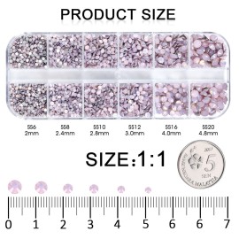 3792 Pcs Pink opal Crystal Flatback Rhinestones Set for Nail, Art, Crafts, Makeup, Tumblers Glitter Round with Tweezers and Picking Pen(SS6~SS20)