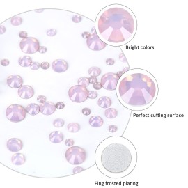 3792 Pcs Pink opal Crystal Flatback Rhinestones Set for Nail, Art, Crafts, Makeup, Tumblers Glitter Round with Tweezers and Picking Pen(SS6~SS20)