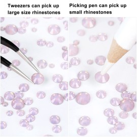 3792 Pcs Pink opal Crystal Flatback Rhinestones Set for Nail, Art, Crafts, Makeup, Tumblers Glitter Round with Tweezers and Picking Pen(SS6~SS20)