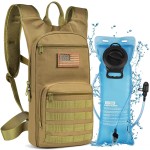 NOOLA 3L Hydration Backpack, Water Backpack with TPU Water Bladder, Tactical Hydration Pack for Men Women, Molle Water Backpack for Hiking, Biking, and Hunting, Tan