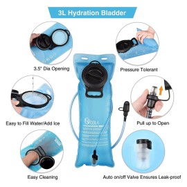 NOOLA 3L Hydration Backpack, Water Backpack with TPU Water Bladder, Tactical Hydration Pack for Men Women, Molle Water Backpack for Hiking, Biking, and Hunting, Tan