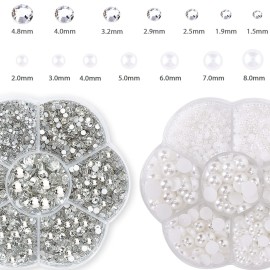 2box Rhinestones Half Pearls Beads for Crafts-Clear face Rhinestone gems Makeup Eye Jewels Tooth Diamonds-Flat Back White Nail Pearls Stones Crystals Charms-Crafting Shoes Cloth with Wax Pen Tweezers 2box Rhinestones Half Pearls Beads for Crafts-Clear face Rhinestone gems Makeup Eye Jewels Tooth Diamonds-Flat Back White Nail Pearls Stones Crystals Charms-Crafting Shoes Cloth with Wax Pen Tweezers