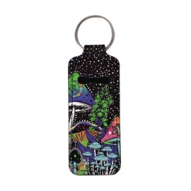 Baxinh Chapsticks Holder for Lipstick, Lip Balm Gloss Holder for Women Lippy Clip Chapstick Keychain with Mushroom Printed