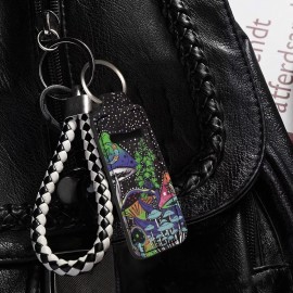 Baxinh Chapsticks Holder for Lipstick, Lip Balm Gloss Holder for Women Lippy Clip Chapstick Keychain with Mushroom Printed