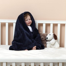 CREVENT 30\'\'X40\'\' Soft Cozy Warm Baby Blankets for Boys Girls Solid Color - All Season Use - Newborn Essentials (Wave Dark Blue/Navy)