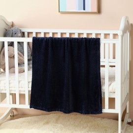 CREVENT 30\'\'X40\'\' Soft Cozy Warm Baby Blankets for Boys Girls Solid Color - All Season Use - Newborn Essentials (Wave Dark Blue/Navy)