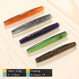 OJY&DOIIIY Plastic Worms for Bass Fishing,TRD Soft Plastic Fishing Lures for Ned Rig 30 PCs