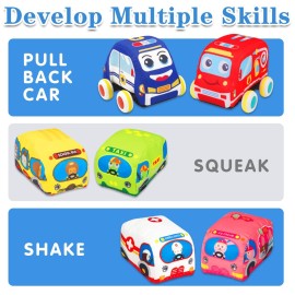 Baby Toys 6 to 12 Months - Soft Car Toys for 1 Year Old Boy Girl with Playmat Storage Bag - Infant Baby Toys 12-18 Months Toddler Toys Age 1-2 - 1st Birthday Gifts 1 2 3 Years Old Baby