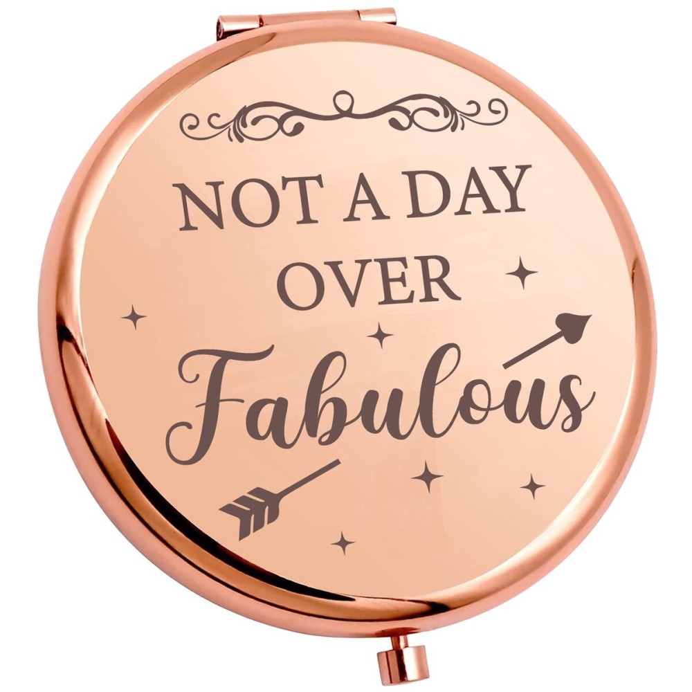 YSUNM Ming Heng Inspirational Travel Compact Makeup Rose Gold Mirror Women Gifts Not a Day Over Fabulous for Mom,Sister or Aunt,Daughters, Friends, Classmates, Birthday Gift