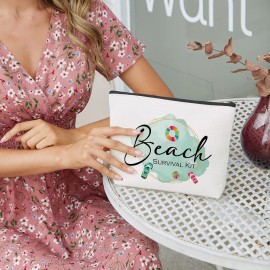 Beach Bag Beach Makeup Bag Beach Bags for Women Funny Beach Decor Funny Beach Gifts Beach Lover Gifts Beach Accessories Supplies Birthday Gifts for Women Girls Friends Bestie Sister Beach Survival Kit