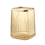 DASITON Makeup Brush holder Organizer, plastic Square Cosmetic Brush Storage Holder, Vintage Stripe Make Up Brush Cup Pen Pencil HolderAmber