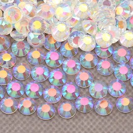 AUREHEN 10000PCs 2-6MM Clear AB Resin Flat Back Rhinestones, Round Non Hotfix Resin Rhinestones Nail Gems Stones with Tweezer & Picker Pen for Tumblers Nail Art & DIY Decoration