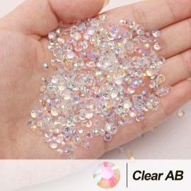 AUREHEN 10000PCs 2-6MM Clear AB Resin Flat Back Rhinestones, Round Non Hotfix Resin Rhinestones Nail Gems Stones with Tweezer & Picker Pen for Tumblers Nail Art & DIY Decoration