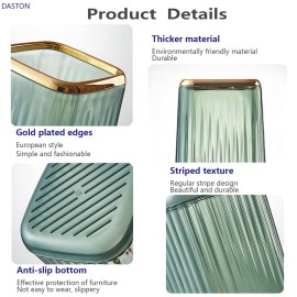 DASITON Makeup Brush holder Organizer, plastic Square Cosmetic Brush Storage Holder, Vintage Stripe Make Up Brush Cup Pen Pencil HolderGreen