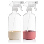 Vine Creations Glass Spray Bottles for Cleaning Solutions, Clear Glass Spray Bottle with Silicone Sleeve, 16 oz Empty Spray Bottles for Cleaning, Plant Spray Bottle, Mist and Stream Nozzle - 2 Pack