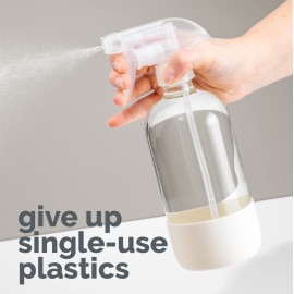 Vine Creations Glass Spray Bottles for Cleaning Solutions, Clear Glass Spray Bottle with Silicone Sleeve, 16 oz Empty Spray Bottles for Cleaning, Plant Spray Bottle, Mist and Stream Nozzle - 2 Pack