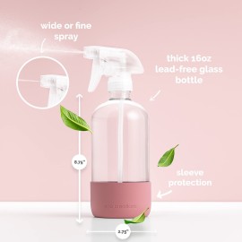 Vine Creations Glass Spray Bottles for Cleaning Solutions, Clear Glass Spray Bottle with Silicone Sleeve, 16 oz Empty Spray Bottles for Cleaning, Plant Spray Bottle, Mist and Stream Nozzle - 2 Pack