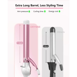 ORYNNE Digital Ceramic Curling Iron - 1 Inch Barrel for Bouncy Curls & Waves, Argan Oil Infused, Dual Voltage, Fast Heat Up