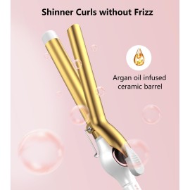 ORYNNE Digital Ceramic Curling Iron - 1 Inch Barrel for Bouncy Curls & Waves, Argan Oil Infused, Dual Voltage, Fast Heat Up