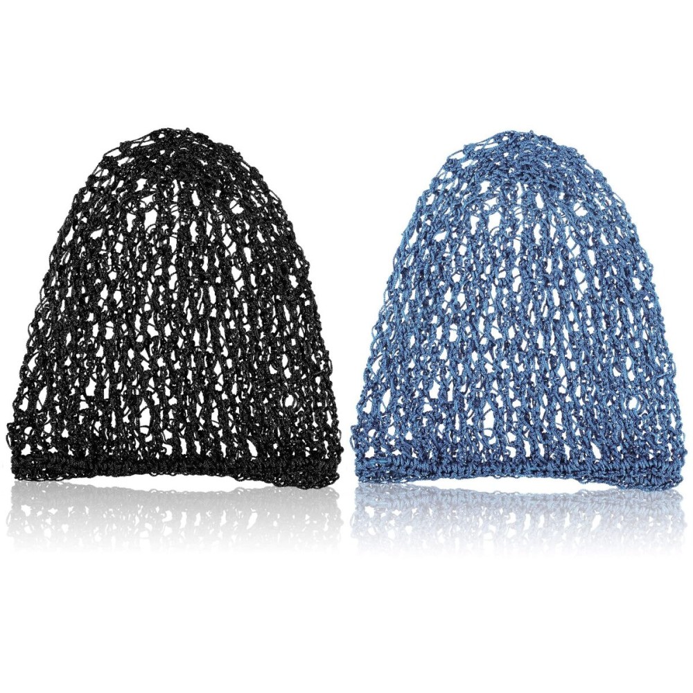 Waydress 2 Pieces Mesh Hair Net Rayon Knit Snood Women Crocheted Sleep Cap (Black, Blue) Waydress 2 Pieces Mesh Hair Net Rayon Knit Snood Women Crocheted Sleep Cap (Black, Blue)
