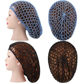 Waydress 2 Pieces Mesh Hair Net Rayon Knit Snood Women Crocheted Sleep Cap (Black, Blue) Waydress 2 Pieces Mesh Hair Net Rayon Knit Snood Women Crocheted Sleep Cap (Black, Blue)