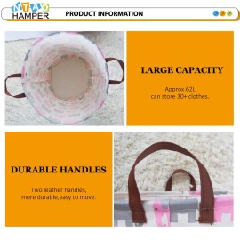 NTAOHAMPER Baby Girl Laundry Basket,Waterproof Kids Hamper for Toys,Clothes Hampers for Nursery,Gift Basket,Room Decor,Collapsible Storage Basket (Pink Elephant)