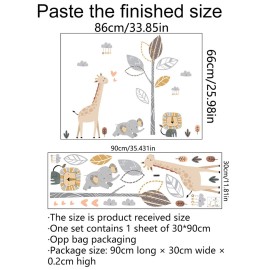 Laoyello Safari Elephant Tree Wall Decals Peel and Stick Giraffe Stickers Jungle Nursery Wallpaper Boho Rainbow Baby Room Wall Decor