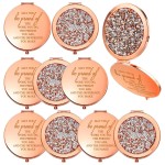 Unittype 10 Pcs Employee Appreciation Gift Inspirational Compact Mirror Women Thank You Gifts Bulk Travel Pocket Mirror for Women Secretaries Teacher Nurse Gifts(Rose Gold)