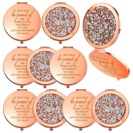 Unittype 10 Pcs Employee Appreciation Gift Inspirational Compact Mirror Women Thank You Gifts Bulk Travel Pocket Mirror for Women Secretaries Teacher Nurse Gifts(Rose Gold)