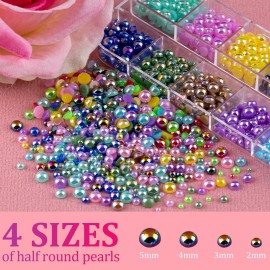 3800 Pcs 3 Boxes Flat Back Pearls Kits Flatback Colorful AB+White AB+Beige AB Half Round Pearls with Pickup Pencil and Tweezer for Home DIY and Professional Nail Art, Face Makeup and Craft 3800 Pcs 3 Boxes Flat Back Pearls Kits Flatback Colorful AB+White AB+Beige AB Half Round Pearls with Pickup Pencil and Tweezer for Home DIY and Professional Nail Art, Face Makeup and Craft